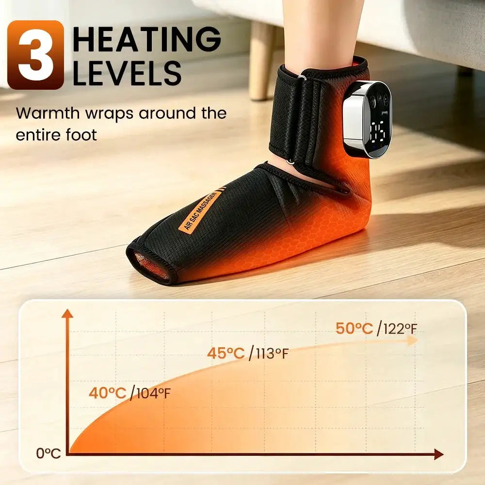 Foot Massager with Heat Vibration Airbag Kneading Wireless Rechargeable Ankle Wrap Support Brace Home Office Gift for Women Men