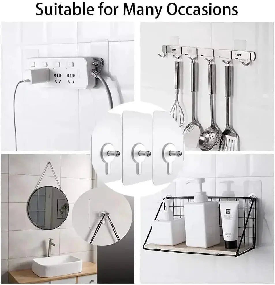Adhesive Wall Hooks Heavy Duty Organizer For Kitchen Storage