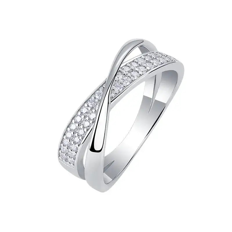 Cross Wrap Moissanite Ring Silver — product image 6