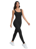 Shapewear Jumpsuits With Built In Bra Bodycon Ribbed Sleeveless Square Necklines
