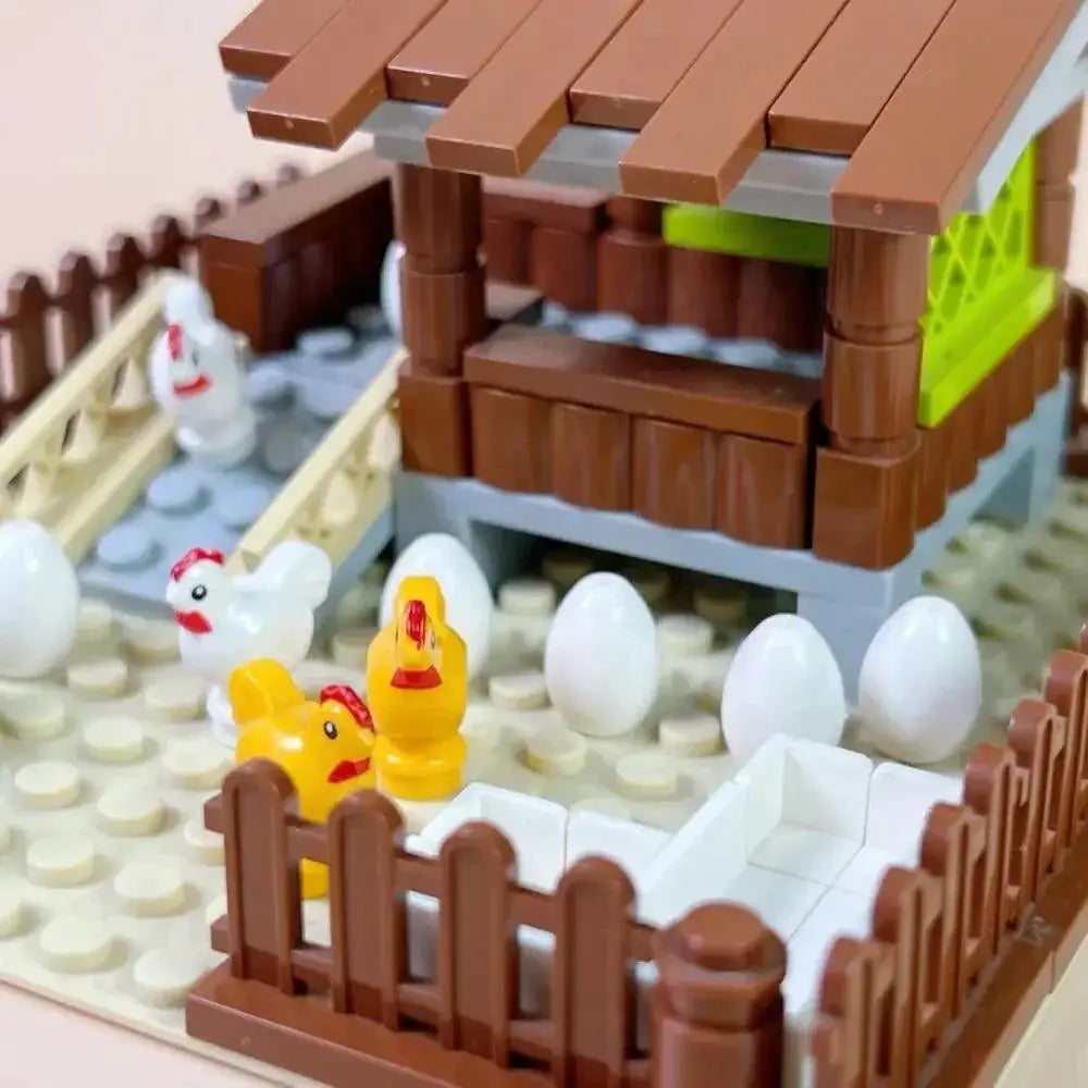 City Farm Animals Building Blocks Hen House Gift Set