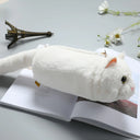 Women Cat Plush Shoulder Bag Corduroy Satin Fur Messenger