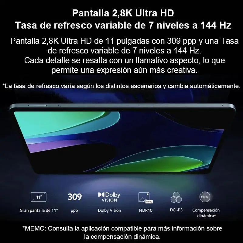Pad 6 Tablet Snapdragon 870 11 Inch 144Hz WQHD Display