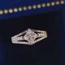 Princess Cut Blue Moissanite Ring