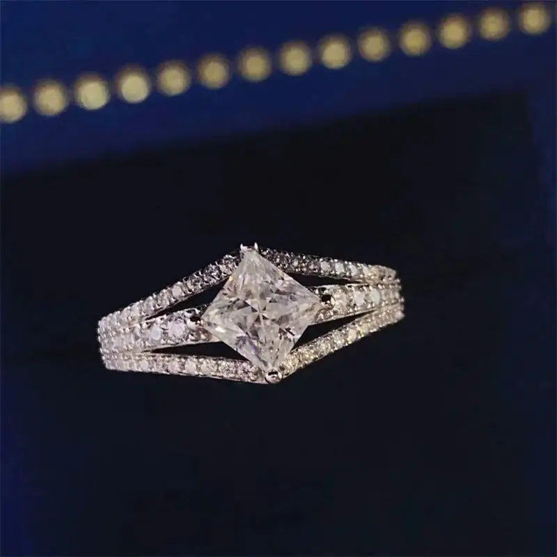 Princess Cut Blue Moissanite Ring — product image 8