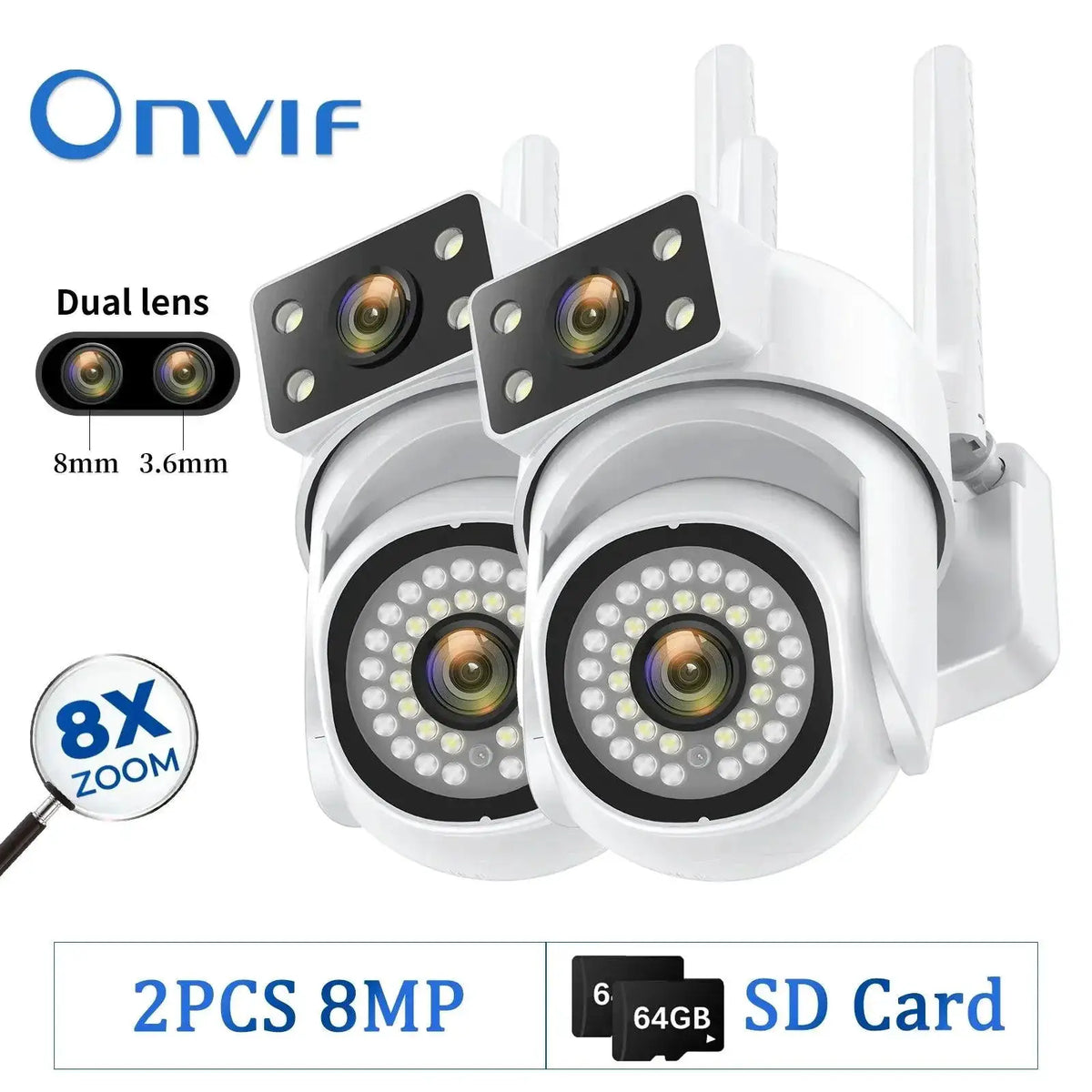 Outdoor Security Camera AI Tracking — 8MP 64G Card 1PCS
