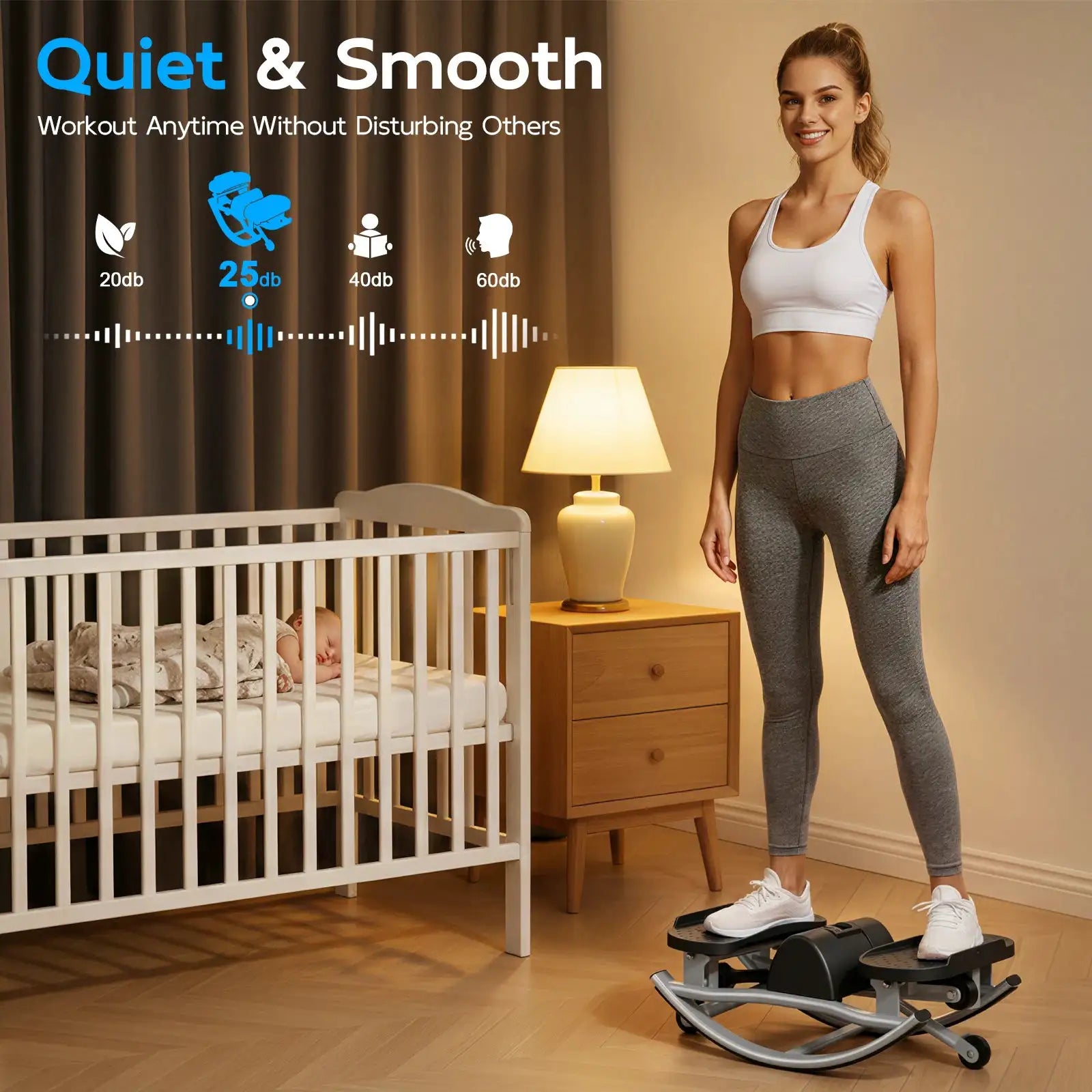 Swing Stepper Machine Intelligent Non-Slip For Exercise Twist Stair Stepper Trainer Full Body Workout 220 lbs with Digital Display Resistance Bands & Floor Mat for Men & Women Fat Burning & Body Shaping