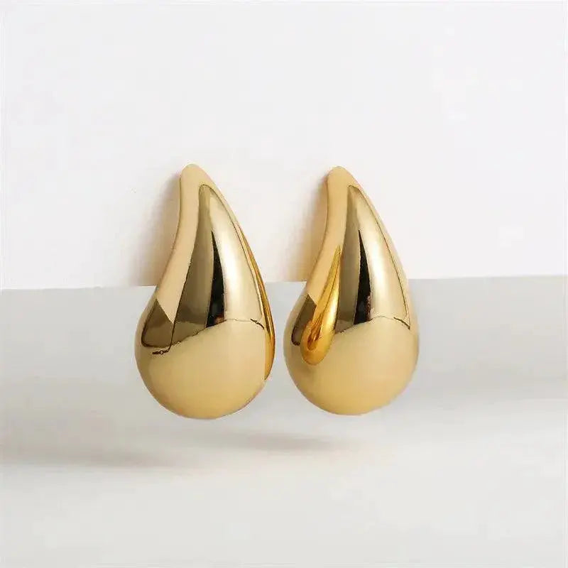 Vintage Gold Teardrop Earrings Stainless Steel Drops