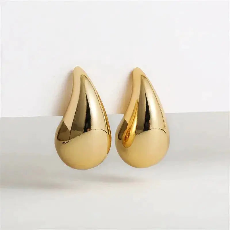 Chunky Vintage Gold Teardrop Stainless Steel Earrings