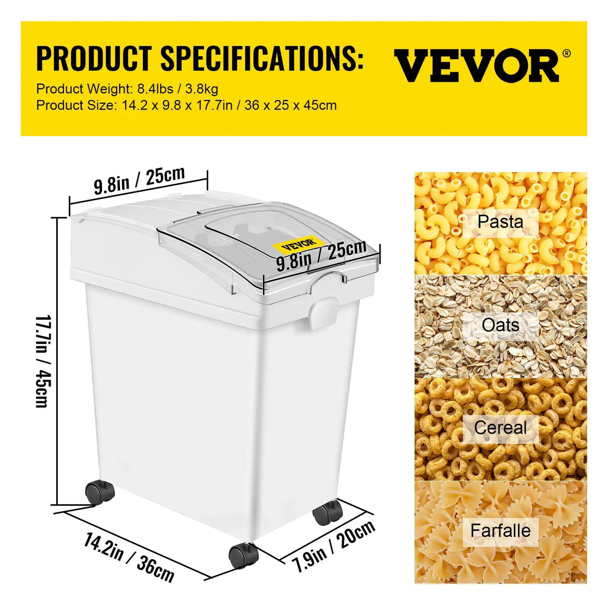 VEVOR Dry Ingredient Storage Bin with Scoop Caster Dustproof Rice — product view 8