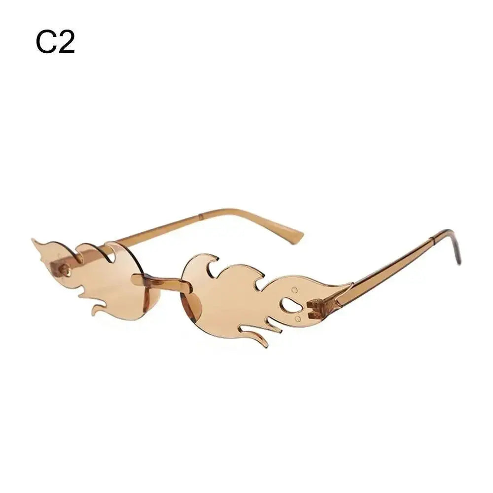 Rimless Flame Sunglasses For Women UV400 Protection