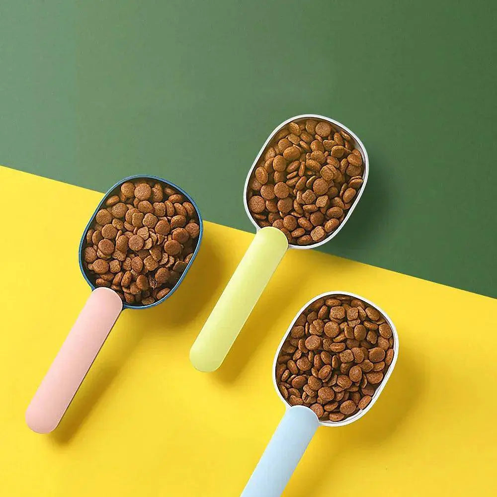 Portable Pet Food Scoop With Bag Clip Pet Feeders Supplies