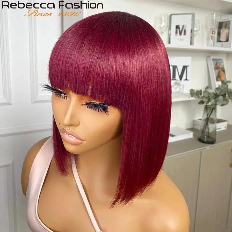 Fast Shipping Burgundy Bob Wig for Women – #99J / United State / 12inches | 180% product view 9