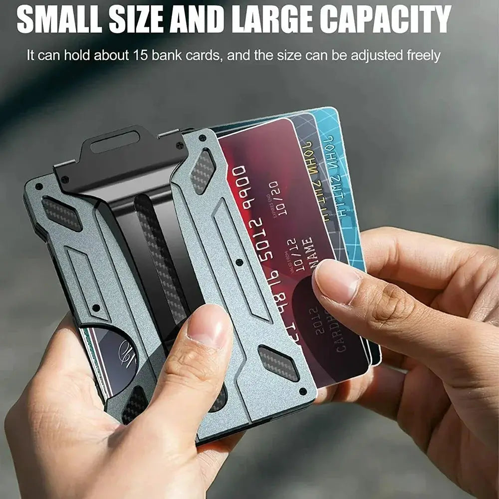 Mens Slim Aluminum Wallet With Money Clip RFID Blocking