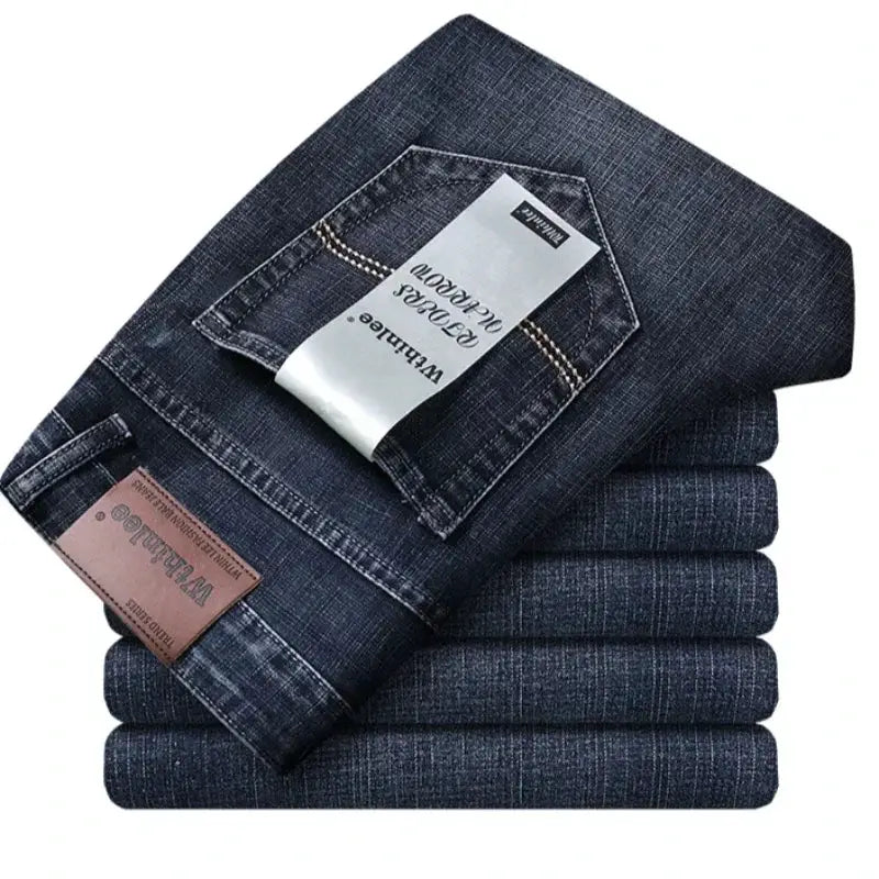 Straight Stretch Jeans for Men Classic Blue Black Comfort