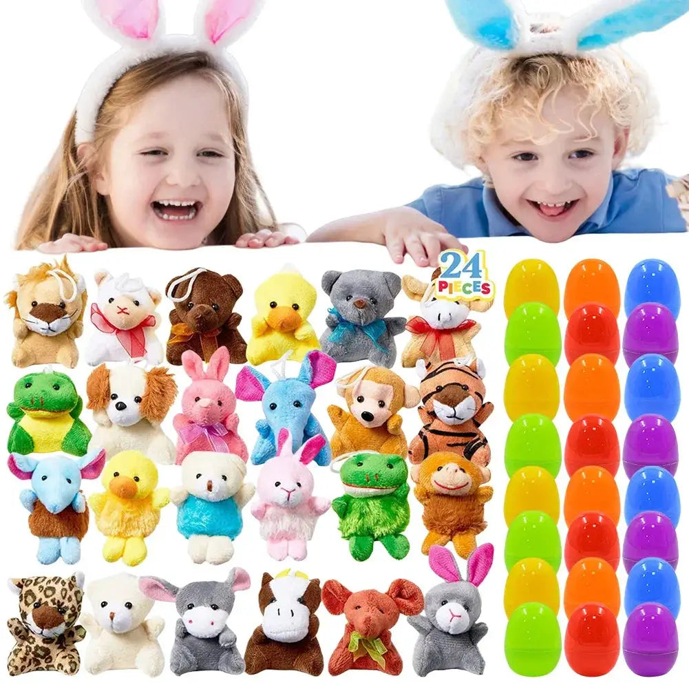 24 Pack Prefilled Easter Eggs With Mini Plush Toys