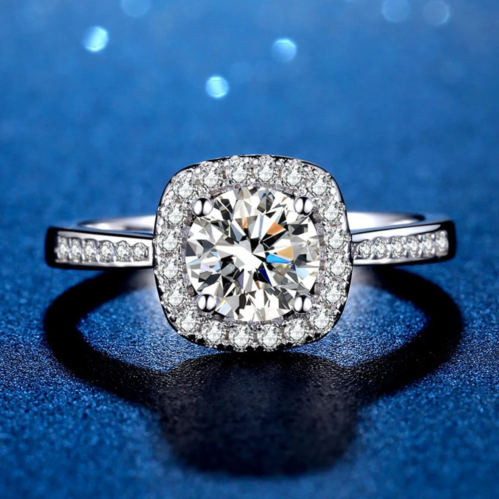 Princess Moissanite Ring in Sterling Silver — product view 4