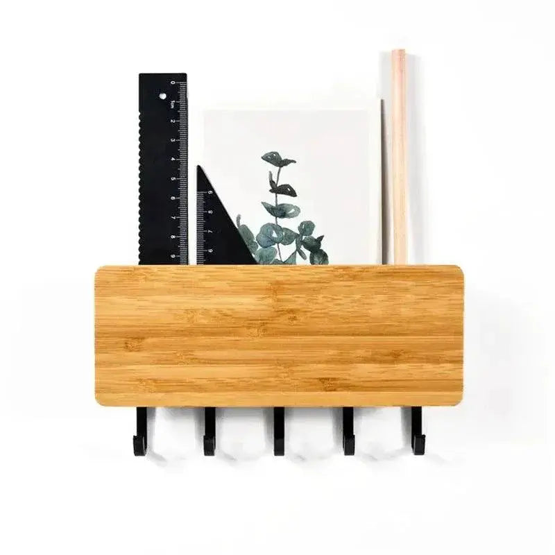 Bamboo Wall Key Hanger Stylish Organizer Hooks For Home