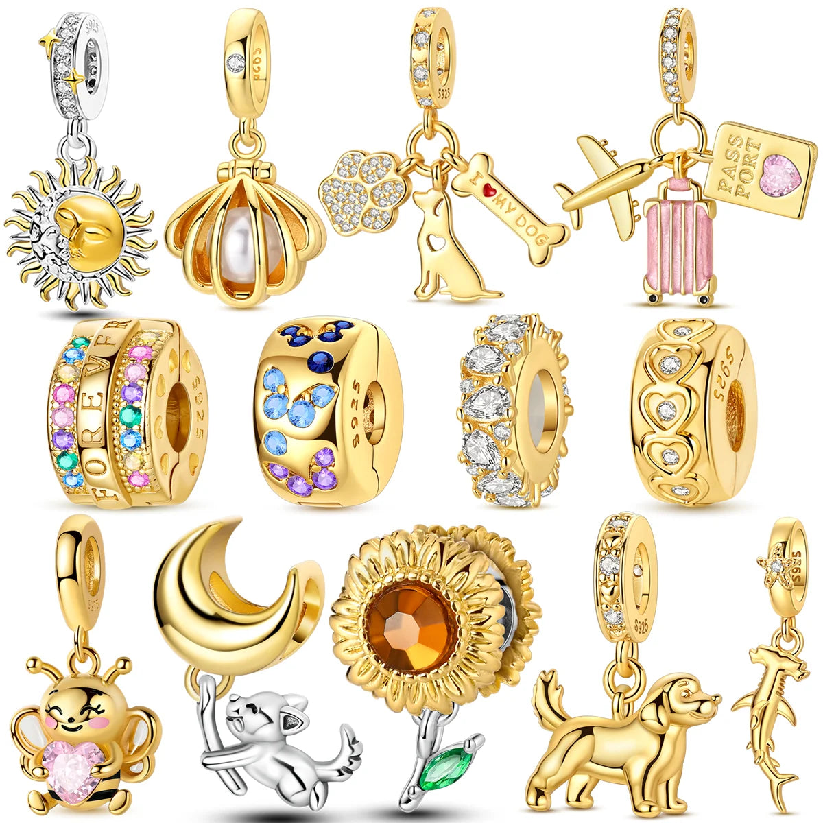 Gold Series Charm Bead Sterling