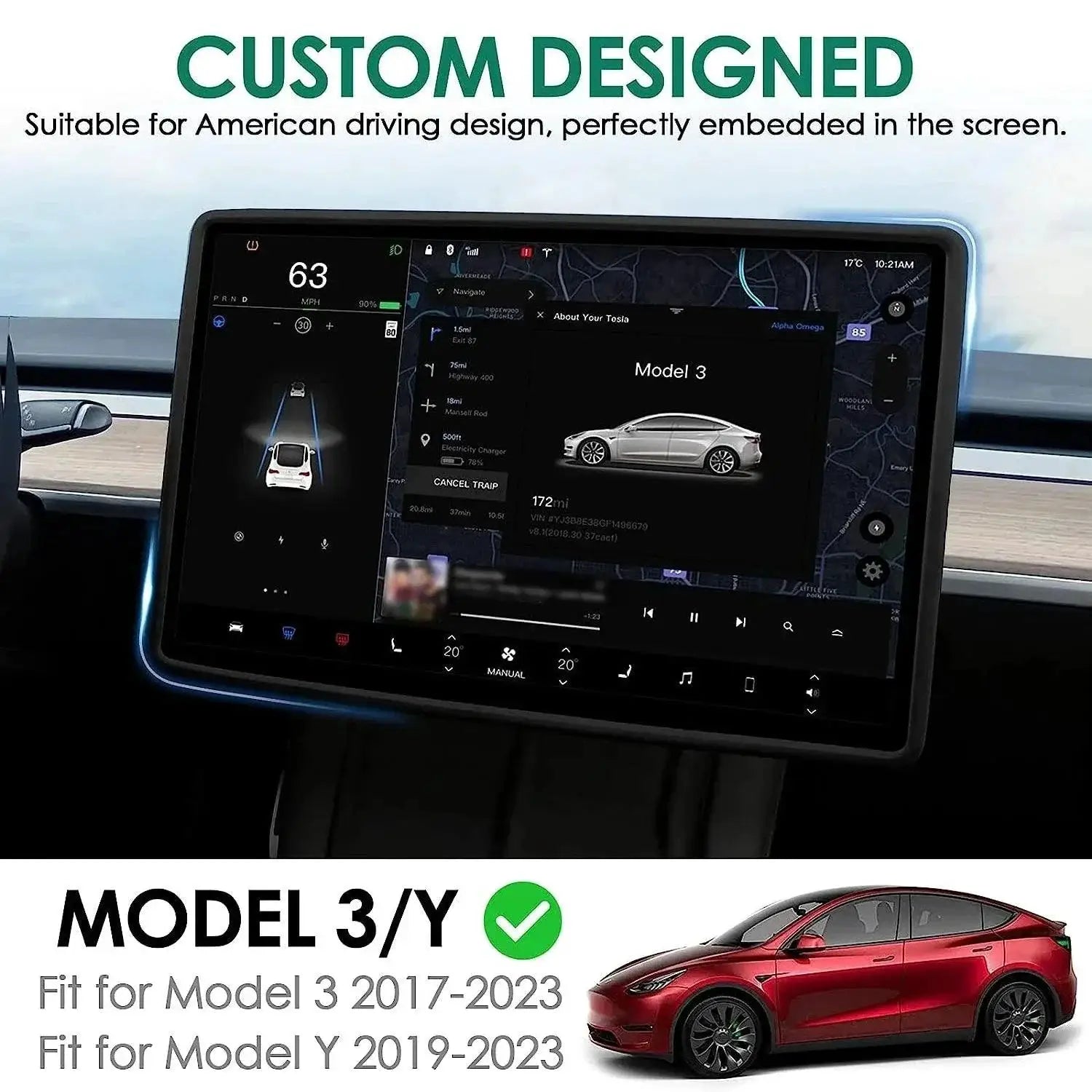 Tesla Model 3 and Model Y Screen Protector Silicone Frame