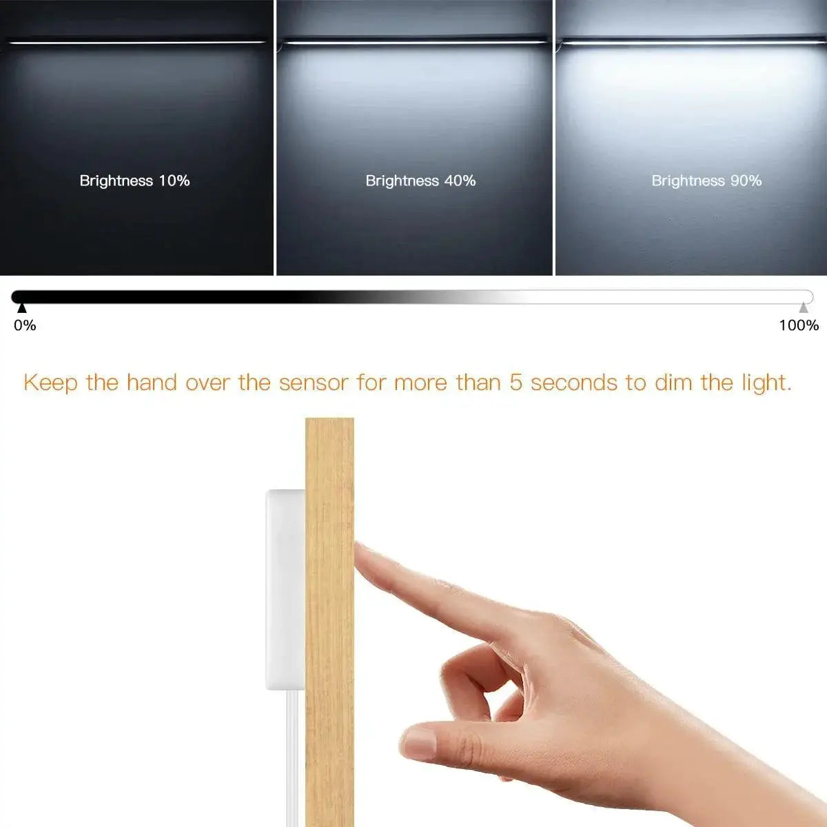 Motion Sensor LED Under Cabinet Light With Wood Hand Scan