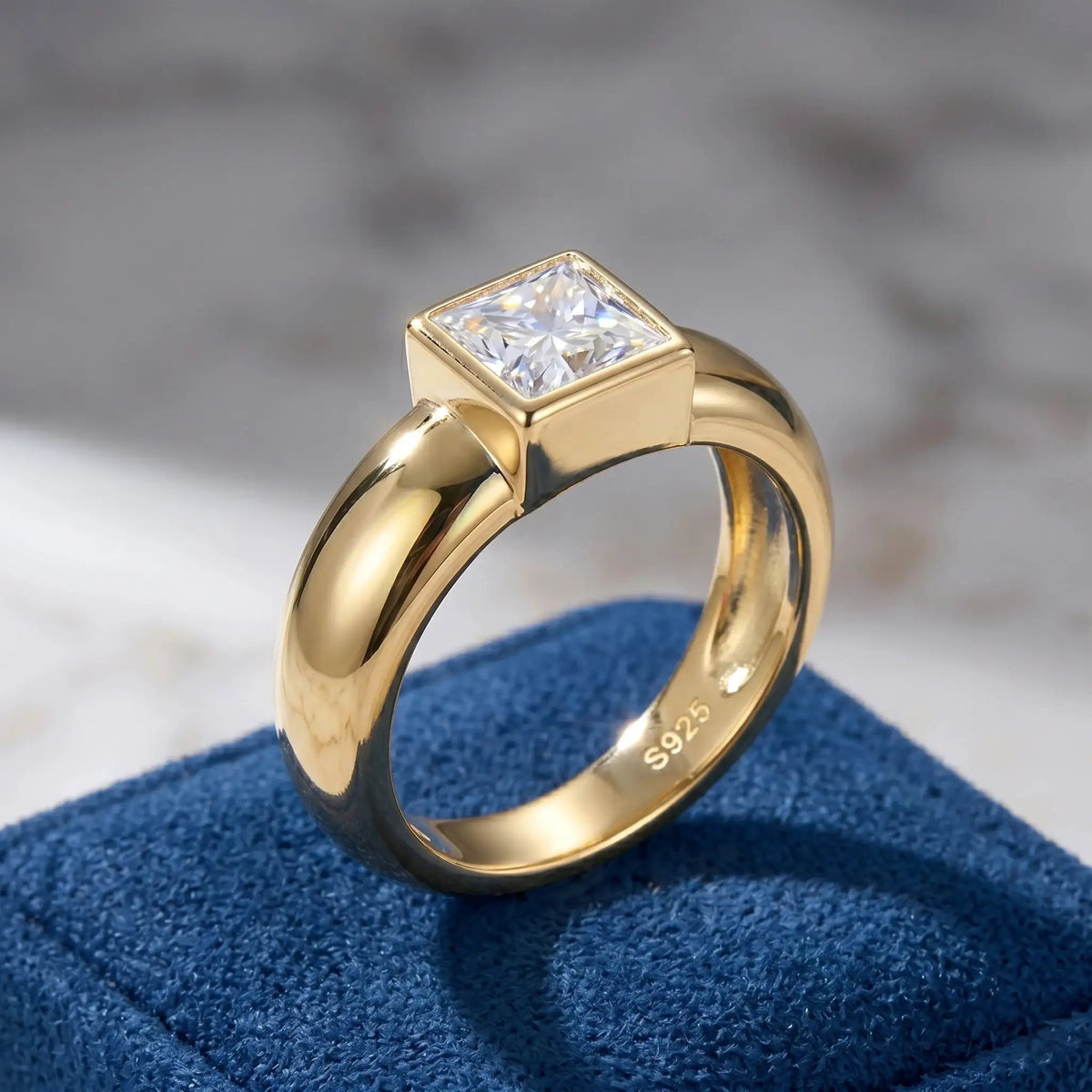 Princess Cut Silver Moissanite Ring — product image 3