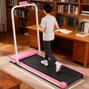 Pink Under Desk Curved Foldable Treadmill With LED Display