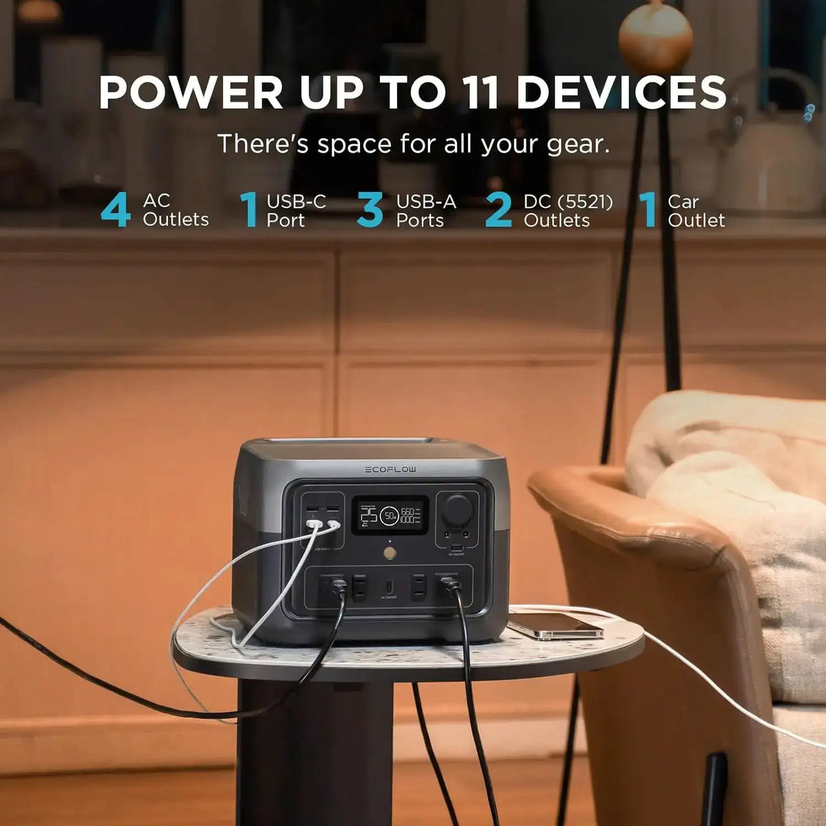 ECOFLOW Portable Power Station RIVER 2 Max 500 with Bag, 499Wh LiFePO4 Battery/ 1 Hour Fast Charging, Up To 1000W Output