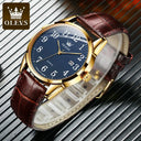 Olevs Men Leather Strap Quartz Watch