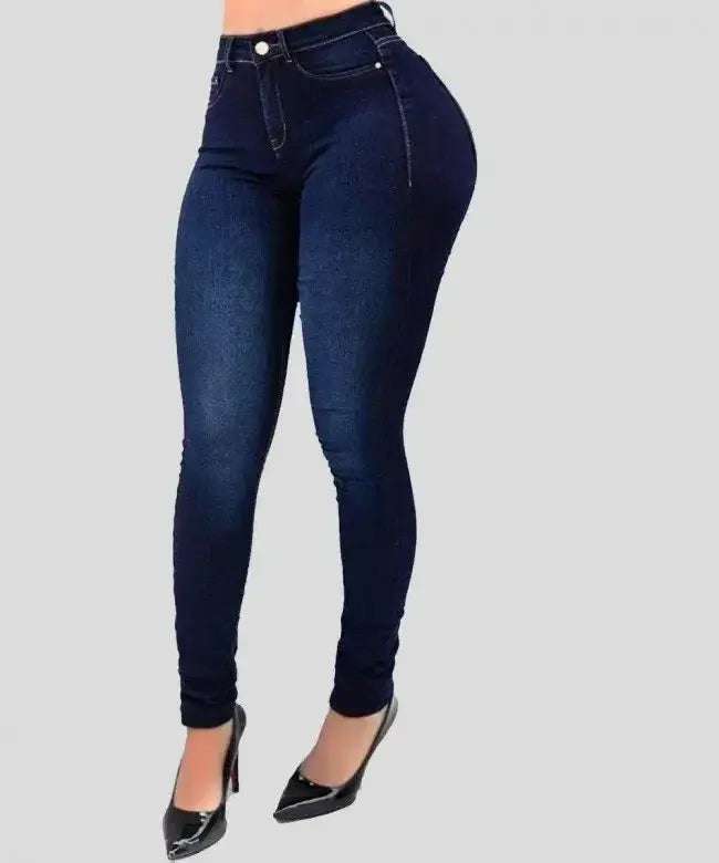 Women's Pure Color High Waist Denim Jeans For Street Style
