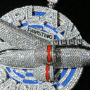 Gold Plated Iced Out Plan Gang Pendant CZ Airplane Target