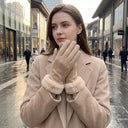 Velvet Slit Winter Knit Gloves