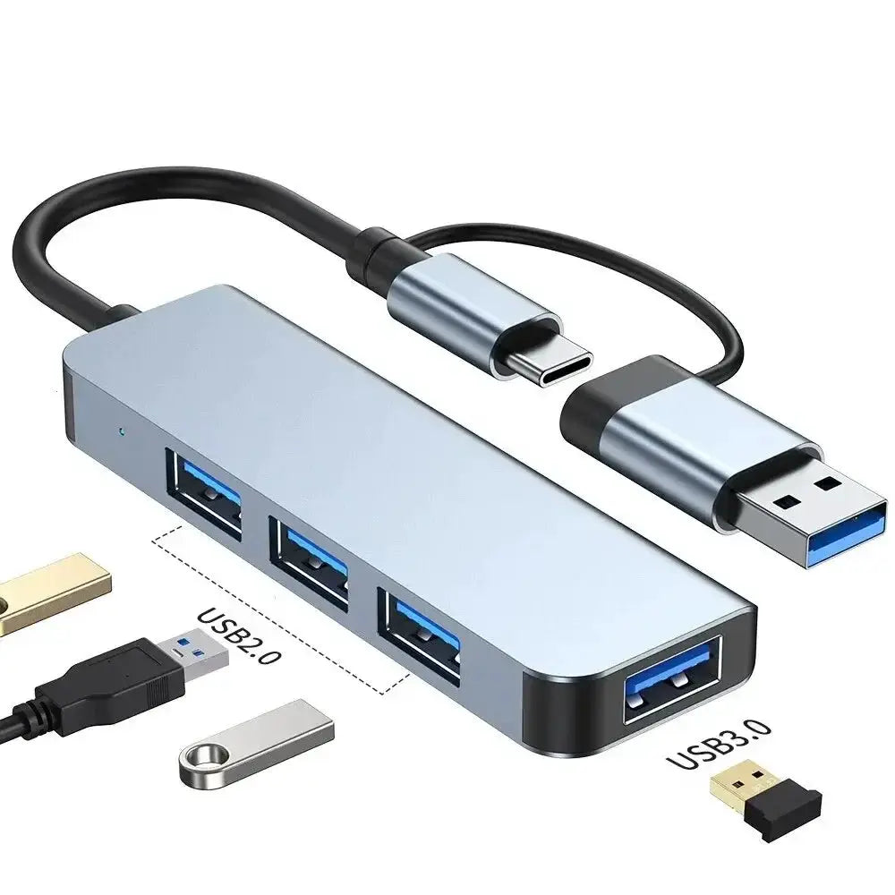 USB C Hub USB Splitter 8 Inch USB Extender With 4 Ports