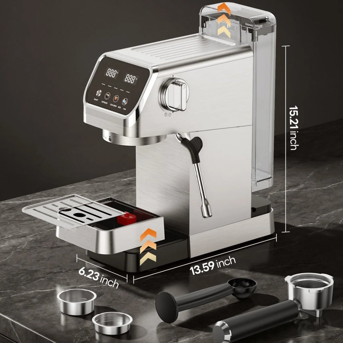 Espresso Maker with Milk Frother and Touchscreen Fast Heat — product view 7