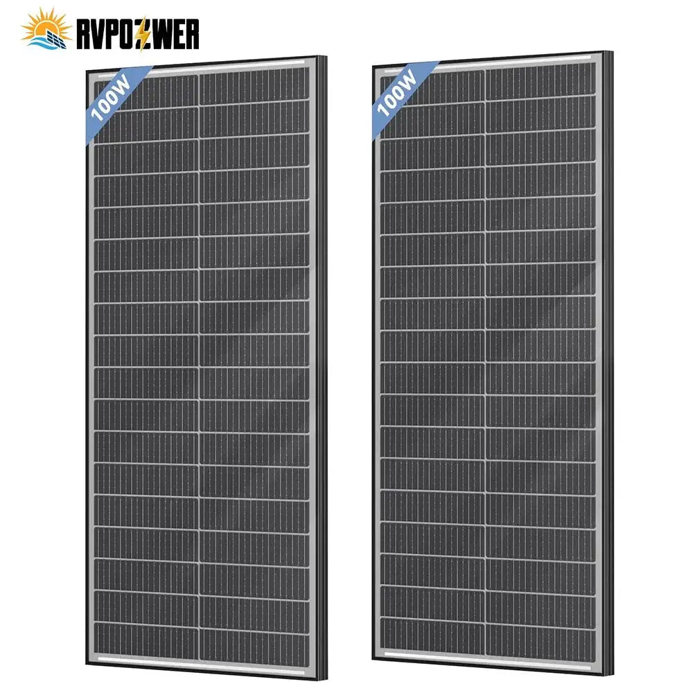 RVPOZWER 400W/200W/100W Bifacial Solar Panels 18BB Mono Cells High Efficiency Module RV Power Marine Boat Outdoor Off Grid