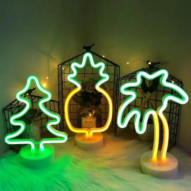 Cute Neon LED Night Light Battery Powered Flamingo Unicorn