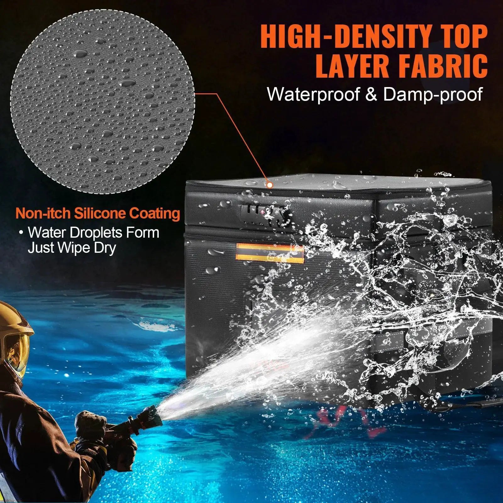 VEVOR Fireproof Document Bag With Lock 2000F Waterproof Box