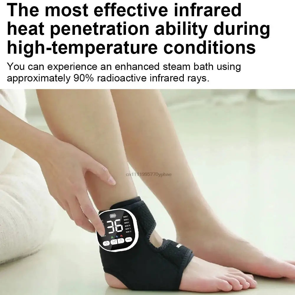 Electric Ankle Massager EMS Foot and Ankle Massager 36 Modes Vibration Ankle Heating Pad for Pain Relief