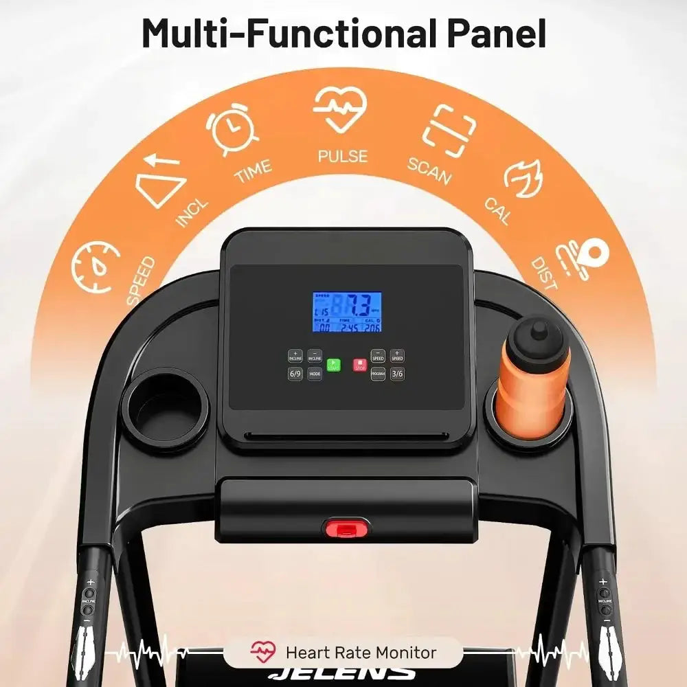 Home Treadmill with 0-15% Incline, Foldable Walking Pad, 330LBS Capacity and Pulse Sensors