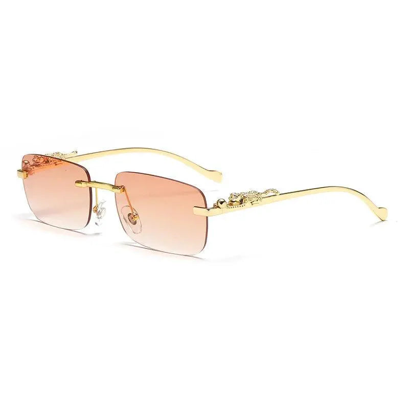 Unisex Rimless Sunglasses Leopard Design Trend Eyewear