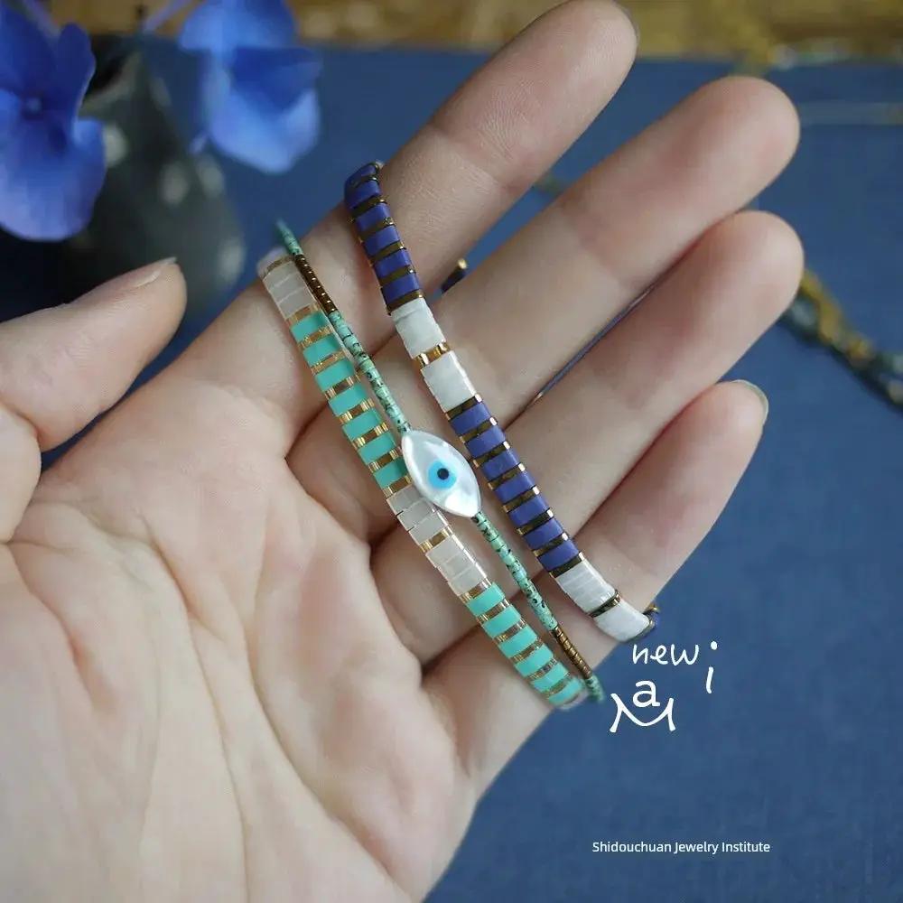 Colorful Miyuki Tila Bead Bracelet Imitating Stone