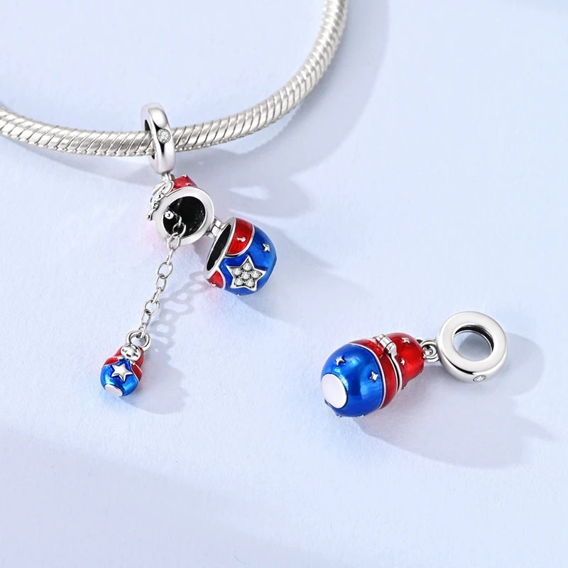 Sterling Silver Charm Beads Bracelet