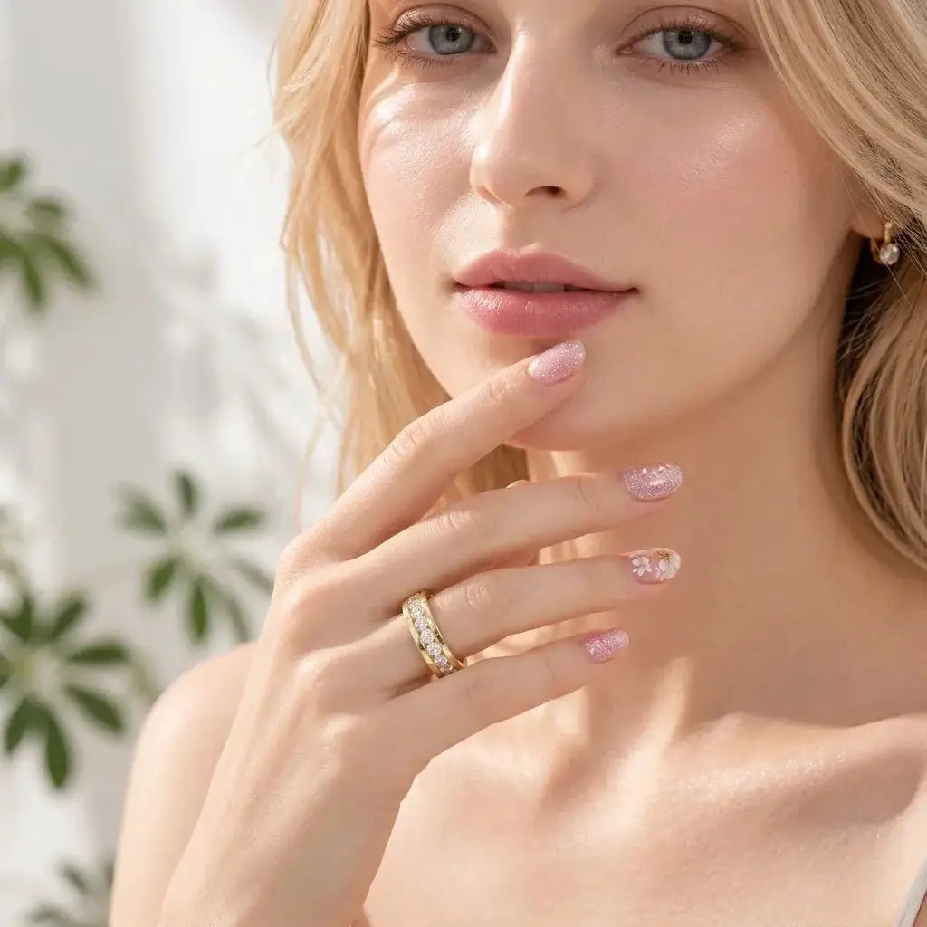 Sterling Silver Silver Moissanite Wedding Band Ring — product image 3