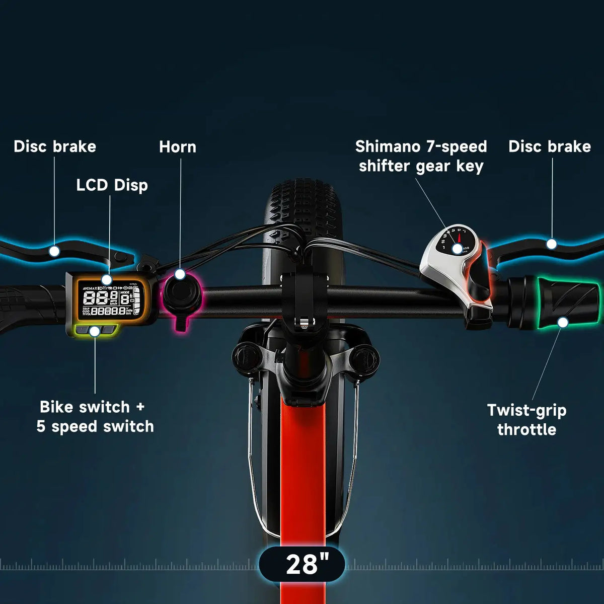 Cybervelo 20” Fat Tire Removable Battery E-Bike 1000W Peak 48V20.8ah 7-Speed Shift Electric Bike 28+MPH 80Miles Long Range EK4