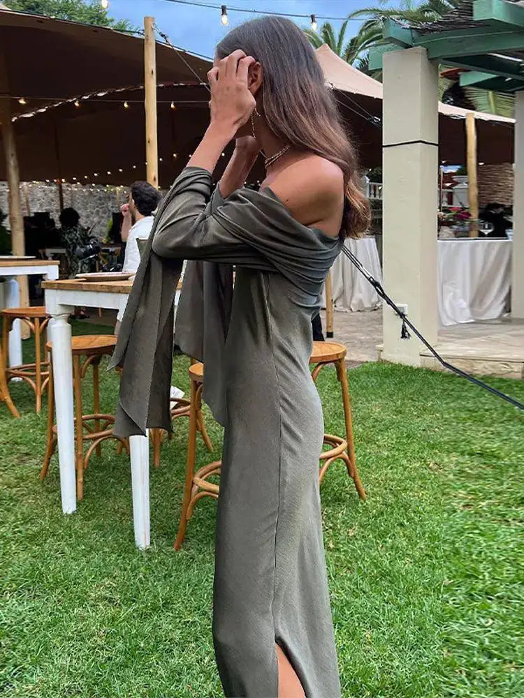 Off Shoulder Midi Dress Sophisticated Partywear For Women