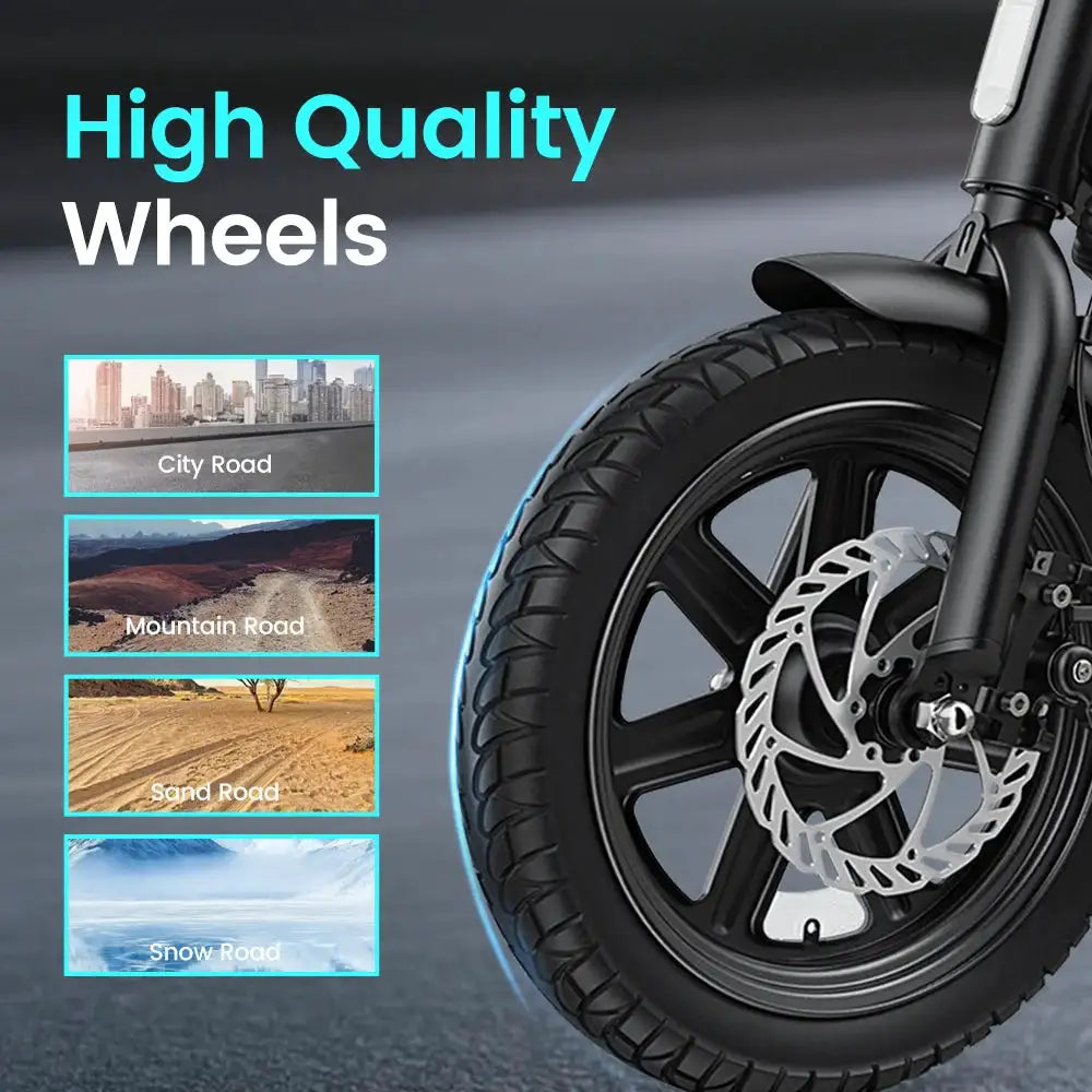 DYU D3F Electric Bike for Adults 14” Folding E-Bike 500W Peak Electric Bicycle 20MPH 36V 7.8AH Battery UL2849 City Commuter Bicycle