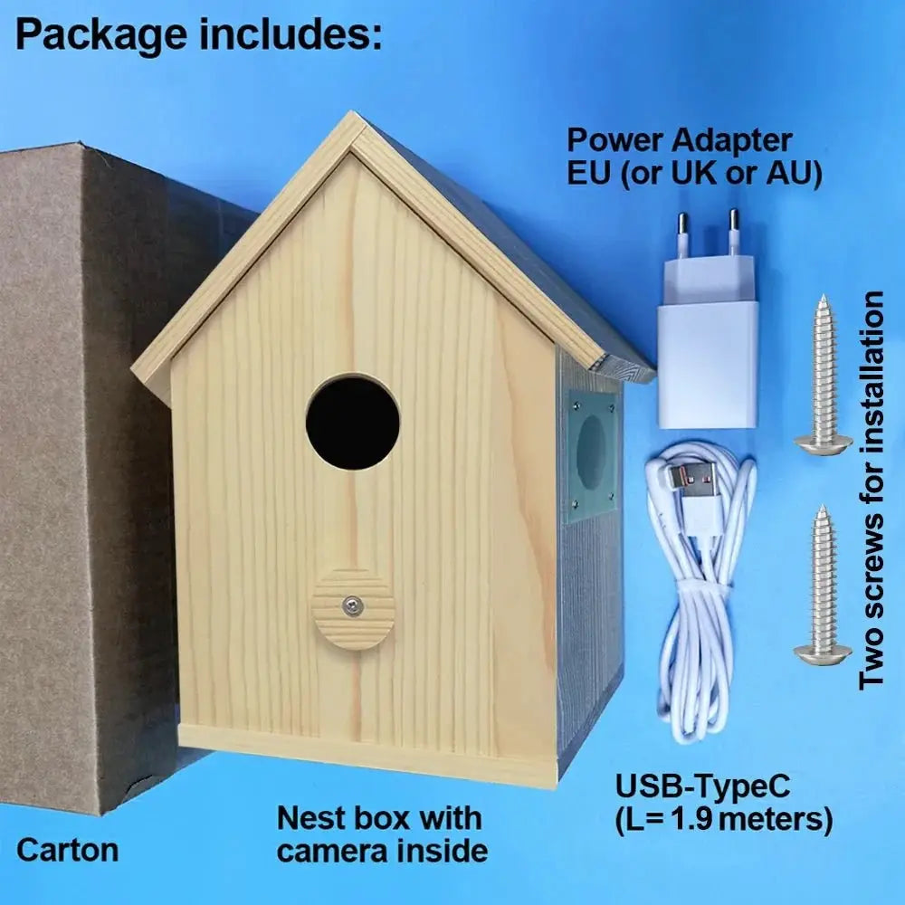 Smart Tuya Bird House 4MP HD WiFi Camera Real Time Bird Watching Nest Add Hooks - stepyours.com