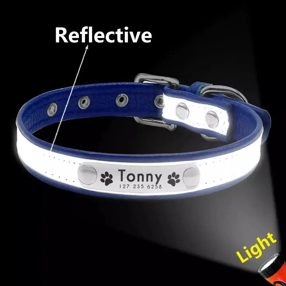 Leather Personalized Cat Collar Adjustable Free Engraving