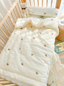 2023 Korean Pure Cotton Baby Blanket Cartoon Bear Cream