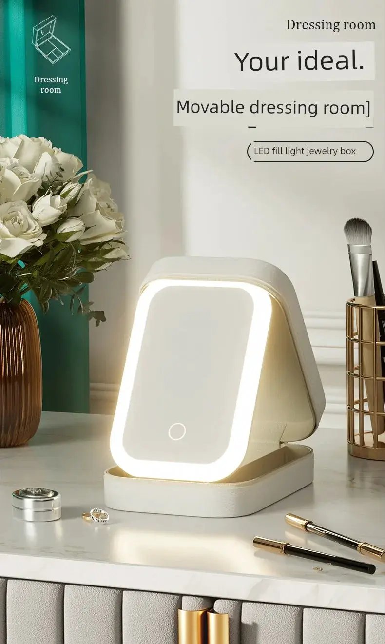 Portable Foldable Storage Box Integrated Dormitory Mirror